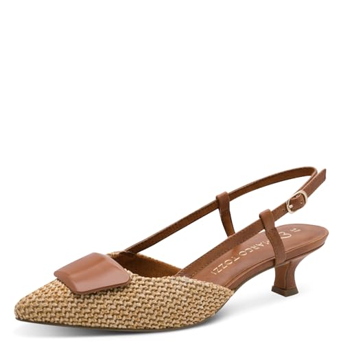 Marco Tozzi Damen Pumps weiches Feel Me Fußbett weiches Innenfutter Vegan Spitz, braun (Cognac Comb), 39 EU