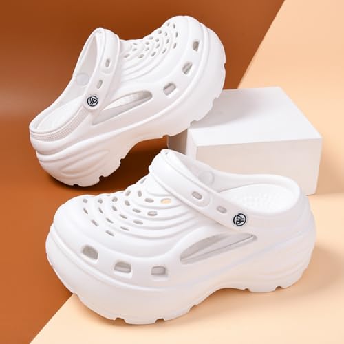 Fashion Comfortable Platform Clogs for Women, 6CM Height - Increasing, Cloud Slides, Casual Pillows Sandals, Beach Shoes, Sandals (Black,4.5)2