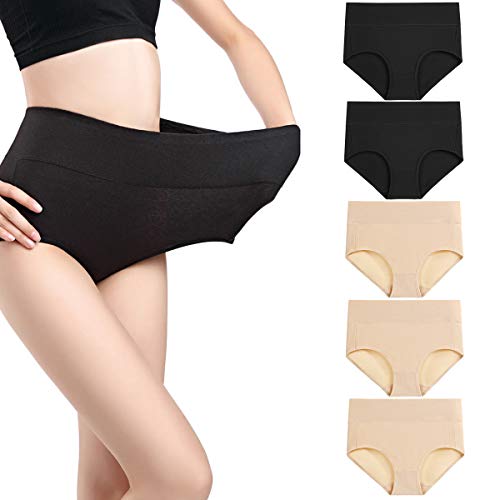 Image of wirarpa Women's Cotton Underwear High Waist Full Coverage Brief Panty Multipack
