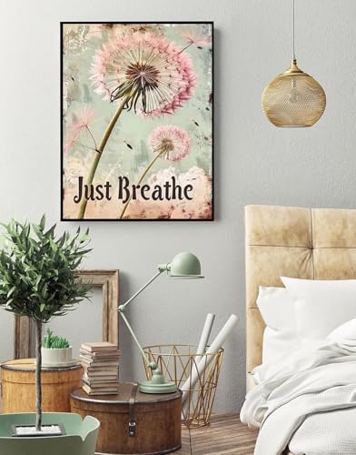 Image of Eiazuiks Stamping Cross Stitch Kit, Dandelion Counting Cross Stitch Kit for Adult Beginners, Full Line DIY Stitching Kit for Home Decor Cross Stitch Patterns 12x16 inches