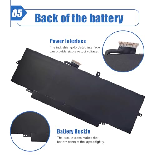 Image of 50Wh 47XV3 Laptop Battery Replacement for Dell Latitude 9330 2-in-1 Latitude 9330 Series 047XV3 GK1M0 0GK1M0 11.55V 4113mAh