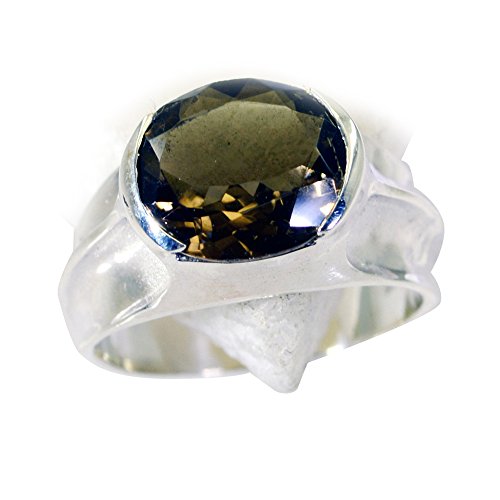Quartz fumé argent massif bague femme ovale fait main taille H à Z