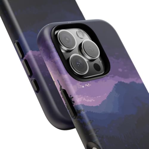 Coque iPhone 16 Pro pixel art paysage de nuit pour un style urbain
