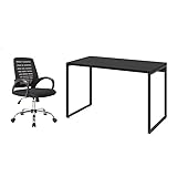 Conjunto de Mesa Kuadra 120 cm com Cadeira de Escritório Secretária Giratória Light Preta