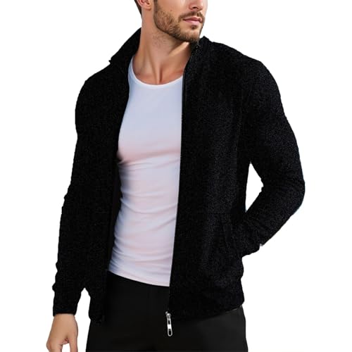 Mens Jackets Stand Collar Zip Up Fashion Spring Fall Warm Cardigan Jackets - image 1