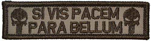 Punisher Skull Si Vis Pacem para Bellum 1x3.75 inch Morale Patch - Multiple Colors (Desert Tan)