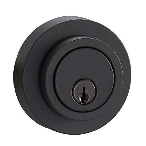Image of Amazon Basics Contemporary Round Deadbolt Door Key Lock, Easy Installation, Single Cylinder, Matte Black, 1-Pack