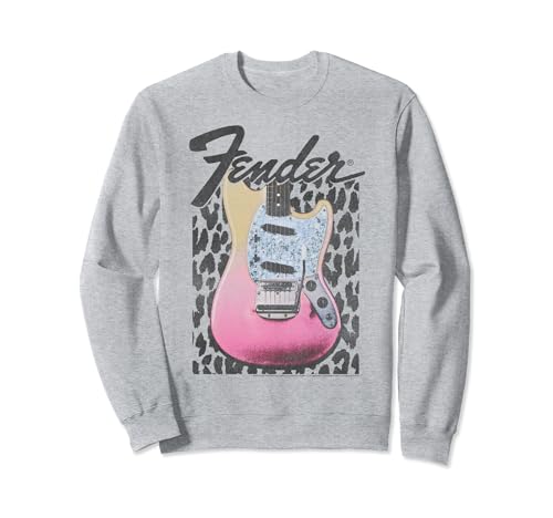 Fender Grunge Cheetah Print Electric Guitar Sweatshirt, Black