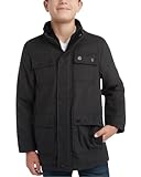 URBAN REPUBLIC Boys Wool Dress Coat - Warm Stylish Winter Jacket with Double Zip and Snap Closure and Bib Insert (Size: 4-20), Size 18-20, Pure Charcoal