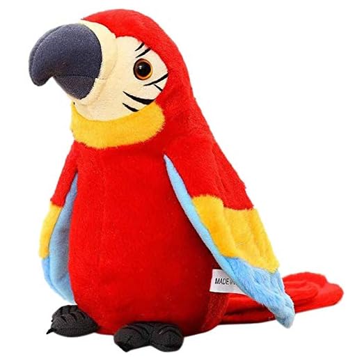 Talking Macaw Parrot Repeat What You Say Stuffed Animal Plush Toy Electronic Record Animated Bird Shake Wings Speaking Parrot Pet Plush Interactive Toys for Kids Boys Girls Christmas Birthday Gift