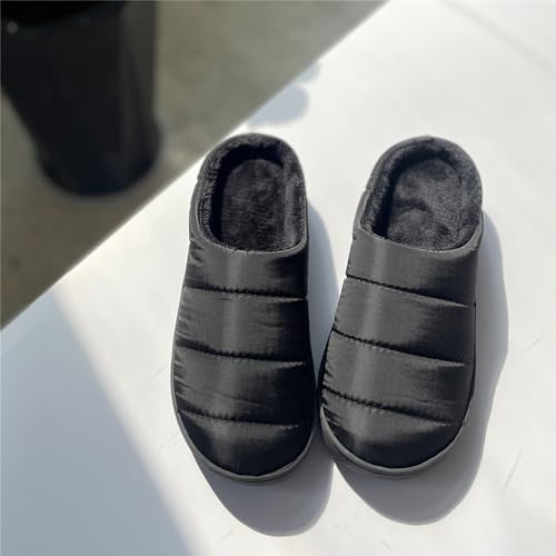 FUNCOS Women's Men's Water Resistant Winter Warm House Slippers Fleece Lined Mules Shoes3
