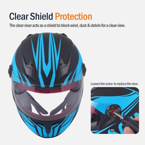 Image of Kids Motorcycle Helmet Full Face DOT Approved | Lightweight Child ATV Electric Dirt Bike Go-Kart Quad 4-Wheeler Mini Motorcycle Street Racing Helmet for Boy Girl Age 5-10