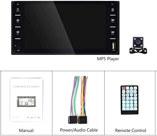 Double Din Car Stereo Radio 7 Inch Touch Screen Bluetooth FM Radio Receiver with USB AUX-in Port Support Smart Phone Mirror Link + Mini 4 LEDs Backup Camera for Toyota Corolla