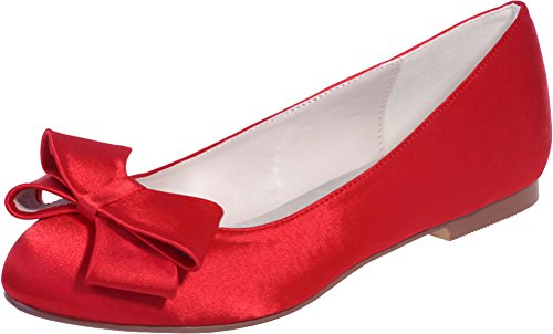 Chaussures plates rouges à nœud pour mariage en taille 41.5