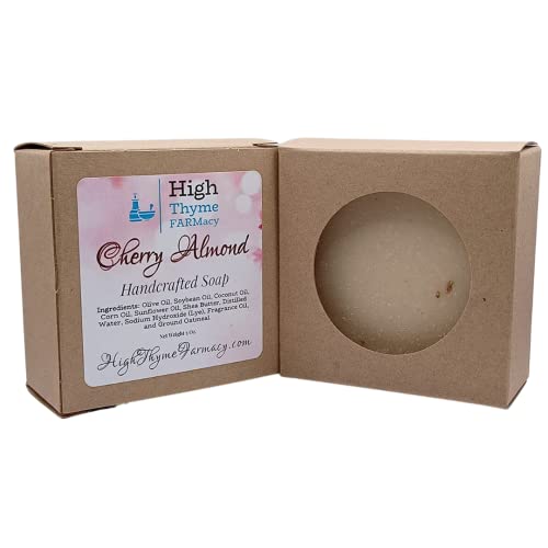 High Thyme Farmacy Cherry Almond Soap - 5 Ounce Bar Of Handmade Roasted Almond & Wild Cherry Scented Soap - Exfoliating Oatmeal Bath Soap - Dry Skin Remedy Soap - Soothing Oatmeal Soap #TOP6