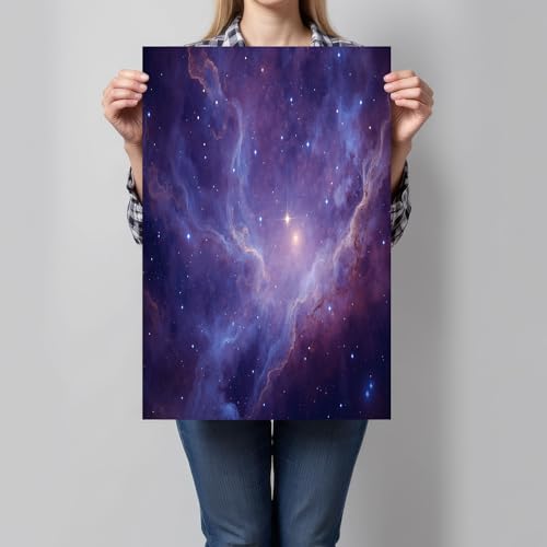 Peinture sur toile ciel étoilé et nébuleuse violette pour décoration murale 60x90cm