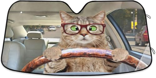 車用サンシェード 猫柄 面白い 車窓日よけ ナポレックス 吸盤2個付 遮光断熱 紫外線対策 UVカット 簡単取り付け カー用品 便利グッズ S