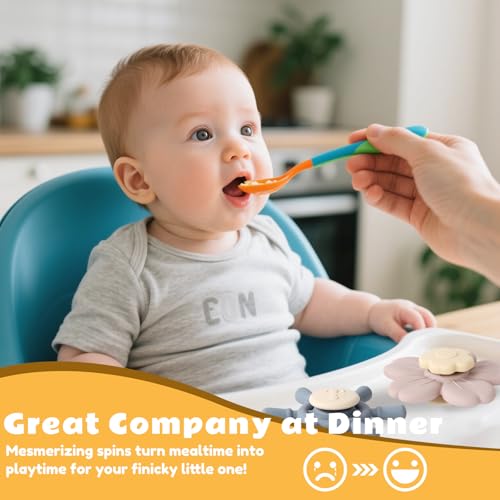 Image of Socub Silicone Suction Cup Spinner Toy | Spinning Tops for Kids 1-3 | Airplane Car Travel Table Highchair & Window Toys for Babies 12-18 Months |Toddler Sensory Bath Toys for 1 2 Year Old