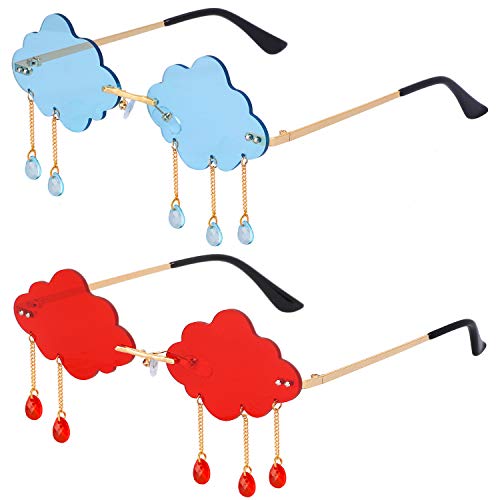 Haichen 2 pares de gafas de sol a la moda con nubes irregulares, estilo punk, para mujeres y hombres Cover