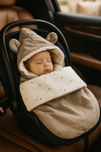 Chancelière bébé chaude universelle beige pour poussette buggy et coque