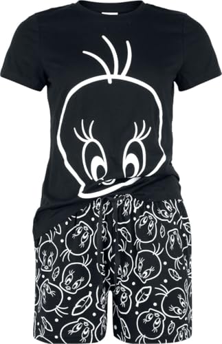 LOONEY TUNES Tweety Outlines Mujer Pijama Negro 100% algodón Regular