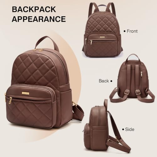 Image of Marvolia Mini Backpack Vegan Leather Small Backpack, Brown