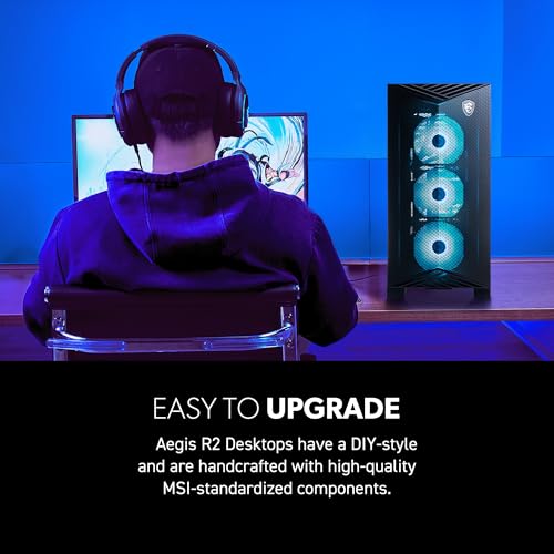 Image of msi Aegis R2 AI Gaming Desktop: Intel Core Ultra 7 265, GeForce RTX 5070, 32GB DDR5, 2TB M.2 NVMe SSD, ARGB Fan Air Cooling, USB Type C, VR-Ready, Windows 11 Home: C2NVP7-2070US