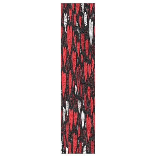 CEBUGI Red Heart Skateboard Grip Tape 33x9in Waterproof Tear-Proof Longboard Grip Tape Bubble Free Non-Slip Scooter Grip Tape for Girls Boys