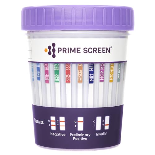 Prime Screen Drug Test Cup 18 Panel Kit (AMP,BAR,BUP,BZO,COC,mAMP,MDMA,MOP,MTD,OXY,PCP,TCA,THC, ETG, FTY, TRA, K2,TRA100) -[100 Pack]-CDOA-S1185EFTKK