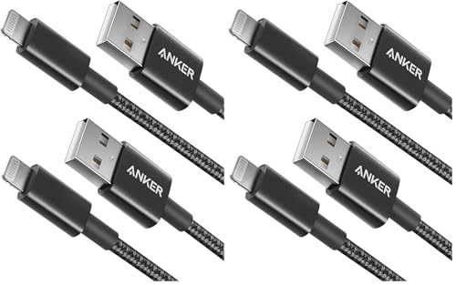 Image of Anker USB A to Lightning Cable(3.3FT, 2Pack), MFi Certified Nylon USB to Lightning Cord for iPhone 14 /13 /12 /11 Pro /11 /XS MAX /XR /8 /7 /6s Plus Cable(Black) (Pack of 2)