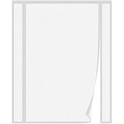 Risareyi Mosquitera Puerta Magnetica 175x200cm, Doble Apertura Lateral Cortina Magnética Puerta Exterior para Balcón Puerta Corredera de Patio, Mosquitera con Imanes de Malla Blanco Fibra de Vidrio