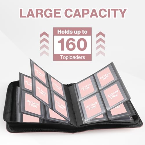 Image of Top Loader Binder 4 Pocket, Holds 160 Toploaders, 100 Toploaders INCLUDED | Toploader Binder for 3 inch x 4 inch Rigid Toploaders, Trading Card Binder for TCG, MTG, Sport Cards, PU Leather Cover, Side Loading