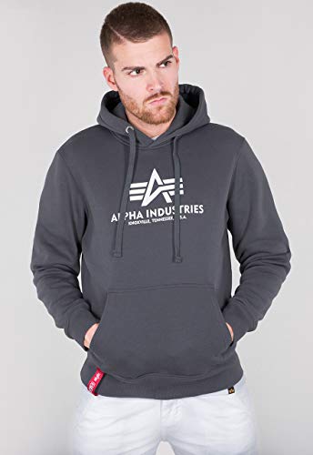 Alpha Industries Basic Hoody Kapuzensweat für Herren Greyblack – Ansicht 1