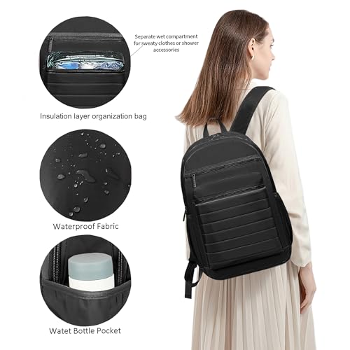 Image of KEOFID Travel Backpack for Women, Womens Work Backpacks, Anti-theft Backpack Purse, Back pack for College Girls, Carry-On Travel Backpacks,Bookbag(Carbon Black)