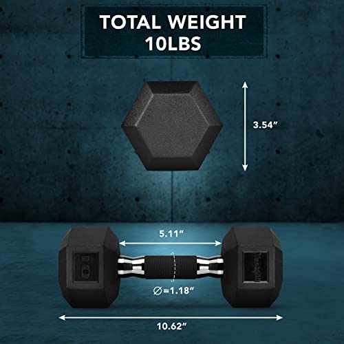 Yes4All Hex Dumbbell Rubber Grip - Premium heavy weight Dumbbell - 10lbs by Yes4All - Image 3