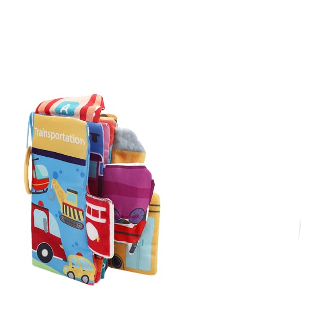 Image of SNOWIE SOFT Cloth Books for Babies 0 to 3 Years of Transportation, Baby Toys for 6 to 12 Months with 3D Touch Feel High Contrast Dimensional Tail, Baby Toys Built in Rustling Sound, Washable