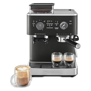 KitchenAid Semi Automatic Espresso Machine with Burr Grinder 25L Cast Iron Black KES6551BK