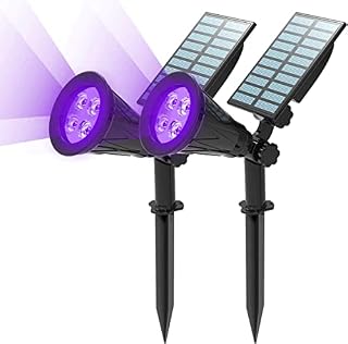 T-SUN [2 Pack 250 Lumens] LED Solar Spotlights, Color-Changing 4 LED Outdoor Security Garden Landscape Lamps, Auto-on /Auto-Off ,180°Angle Adjustable for Patio,Tree,Deck,Wall, Pool Area (Colorful)
