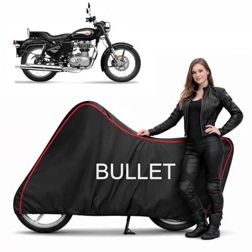Image of Dustproof Bike Cover Compatible with Royal Enfield Bullet 350 (All Models) | Heavy Duty | Dustproof, UV Resistant, Heat Protection | Elastic Bottom Grip