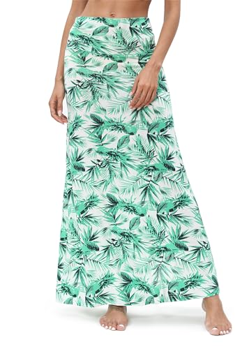 Image of Urban CoCo Women's Stylish Spandex Comfy Fold-Over Flare Long Maxi Skirt