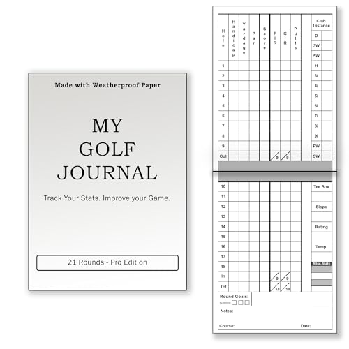 Dogleg Design Studio Golf Scorecards & Stat Tracking Booklet (21 Rounds) - Weatherproof Golf Journal - Golf Log (4