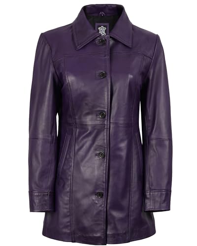 Image of Blingsoul Women's Lambskin Leather Car Coat - Vintage Real Long Leather Jacket for Women