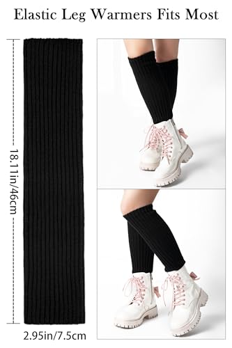 Image of Clothirily Leg Warmers - Fashion Knit Neon Leg Warmers for Women 80s Sports Party Yoga Accessories, Black