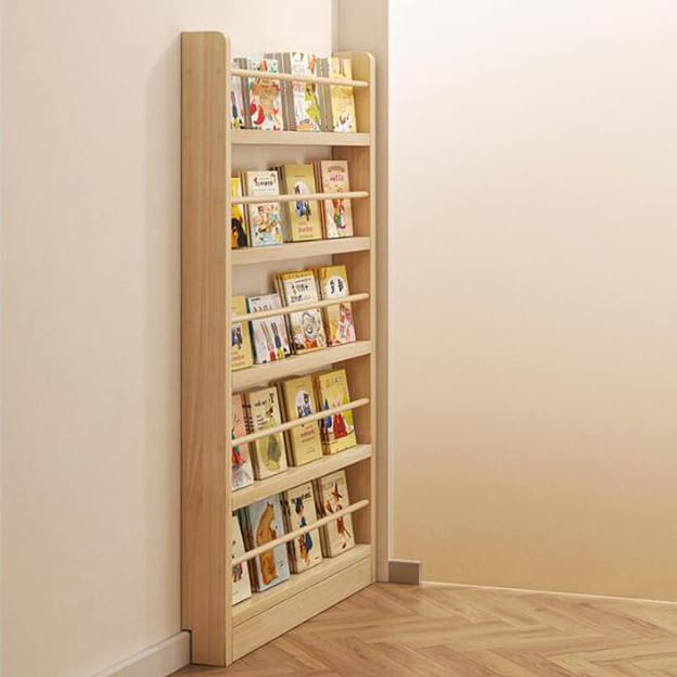 Eqvexd Wall Mount Book Shelf Organizer Floor Bookcases Display Racks Thin 10cm Narrow bookshelf behind door for Books,Storage Bookshelf in Bedroom,Living Room and Nursery
