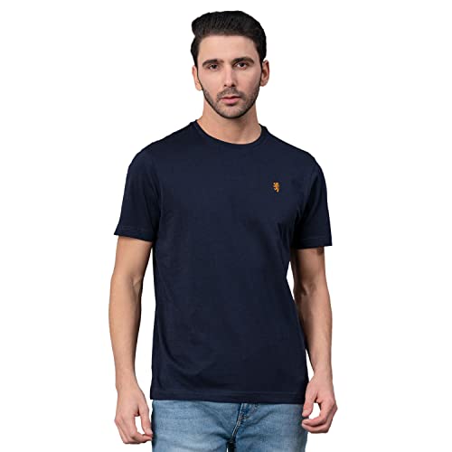 Image of Red Tape Solid Navy Round Neck T-Shirt for Men | Premium Comfort | Versatile Everyday Essential
