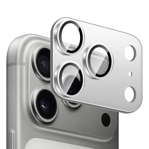 明誠 iPhone 17 Pro 用 カメラ保護フィルム PMMA製 一体型 硬度10H 耐衝撃 防塵 指紋防止 (対応 アイフォン 17 Pro レンズカバー、ホワイトチタニウム)