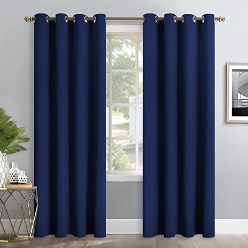 Image of YoungsTex Blackout Curtains 95 Inches Long for Bedroom - Extra Long Thermal Insulated Drapes with Grommet Room Darkening for Living Room, 2 Panels, 52 x 95 Inch, Navy