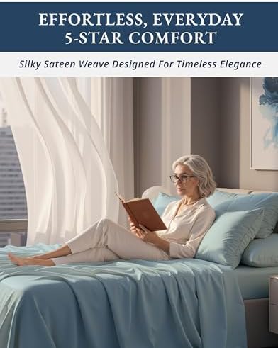 100% Egyptian Cotton King Size Sheets- Naturally Breathable & Durable Winter Comfort, Ultra-Soft Hotel Comfort with 15" Deep Pocket King Sheet Set, Silky Sateen Weave Luxury You Can Feel- French Blue - 4