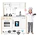 Cucina in Legno per Bambini Cucina Giocattolo Classica Bianca con Accessori per Cucina e luce
