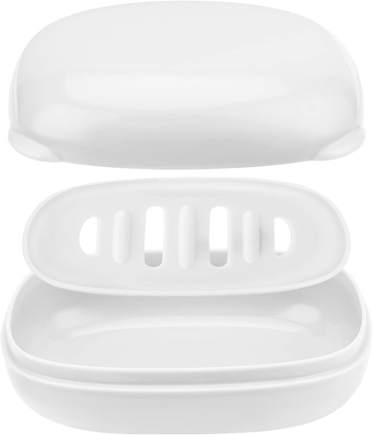 Soap Holder with Lid 1 Pack,Travel Soap Container with Removable Draining Layer.Soap Dish for Home, Camping, Travel,Fashion Soap Box (White)